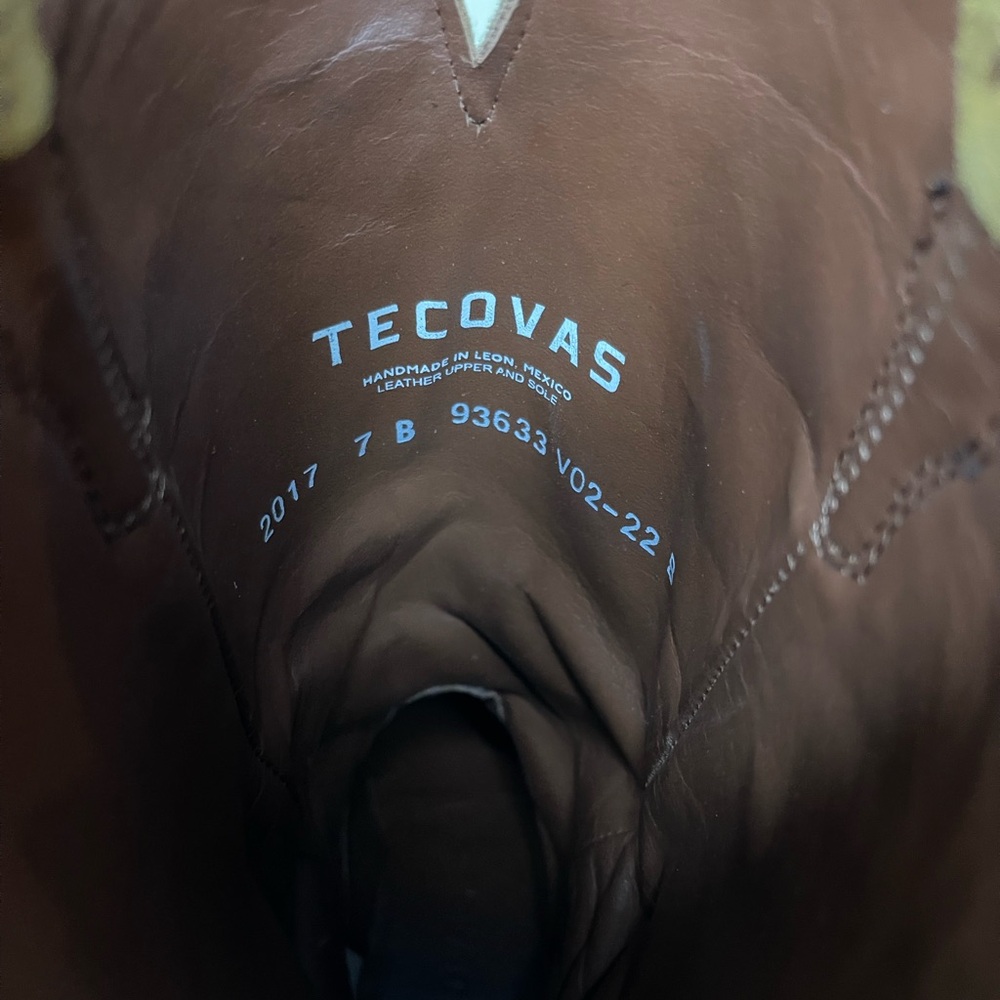 Tecovas Suede Western Heeled Boots in Tan - Picture 7 of 7